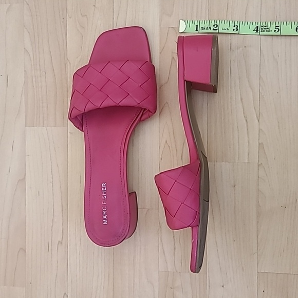 MARC FISHER  Pink Casper Weave Square-Toe Slip-On Block-Heel Sandals Size 11 - Picture 8 of 9
